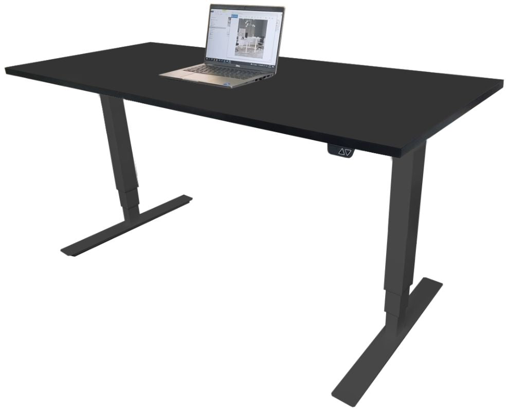 Height Adjustable Desk East Canterbury | size: Length: 70cm, Width: 120cm, Height: 129.1cm | color: Black / Black | image: 1 | variant: 1004652