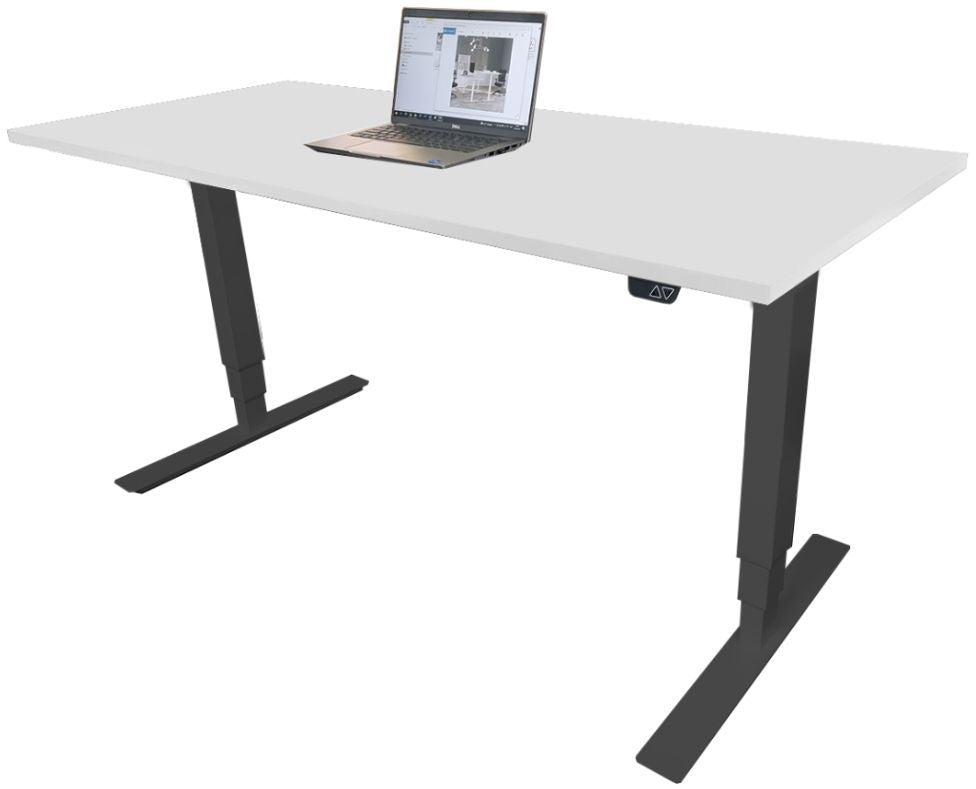 Height Adjustable Desk East Canterbury | size: Length: 70cm, Width: 140cm, Height: 129.1cm | color: White / Black | image: 1 | variant: 1004661