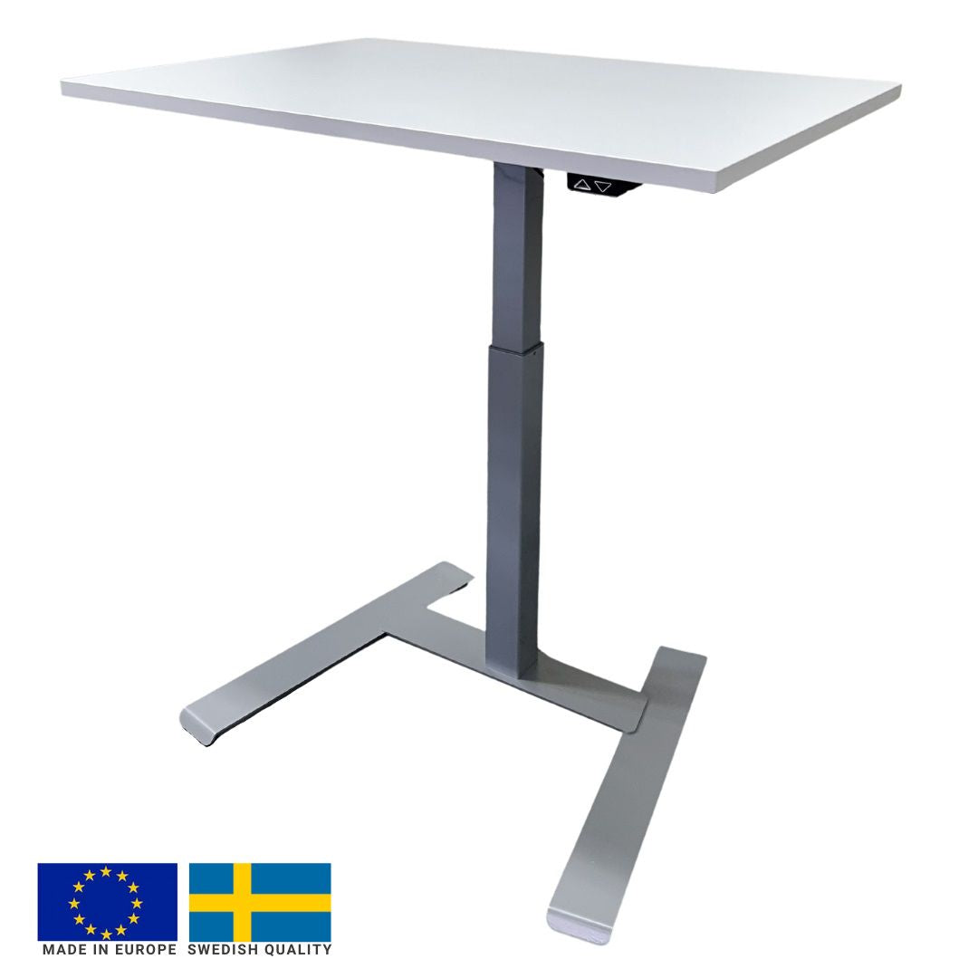 Height Adjustable Desk East Chester | size: Length: 70cm, Width: 100cm, Height: 119cm | color: White / Gray | image: 0 | variant: 1004741