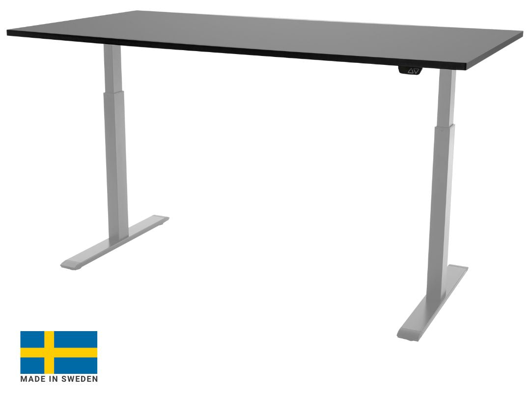 Height Adjustable Desk East Stratford | size: Length: 70cm, Width: 140cm, Height: 117.5cm | color: Black / Gray | image: 0 | variant: 1004724