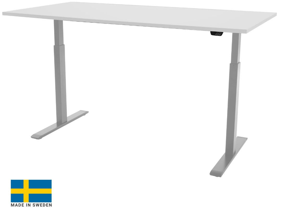 Height Adjustable Desk East Stratford | size: Length: 70cm, Width: 140cm, Height: 117.5cm | color: White / Gray | image: 0 | variant: 1004723