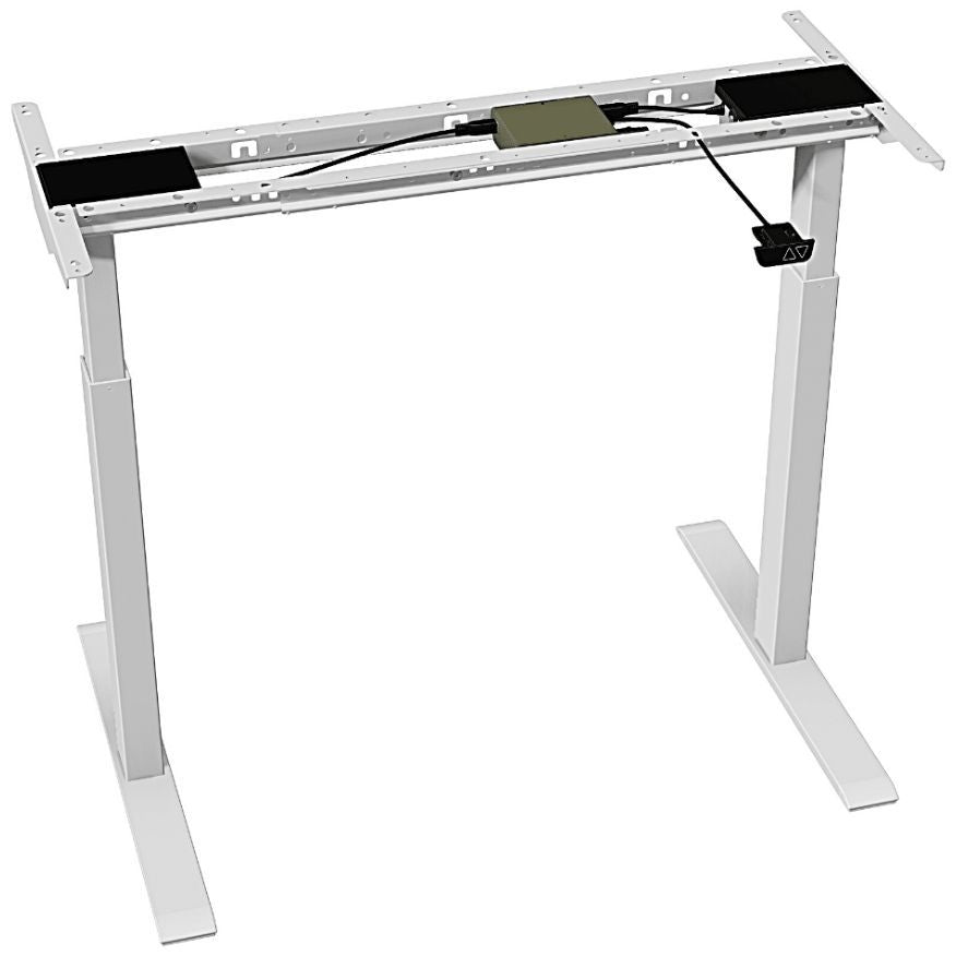 Height Adjustable Desk East Stratford | size: Length: 70cm, Width: 140cm, Height: 117.5cm | color: White / Gray | image: 3 | variant: 1004723