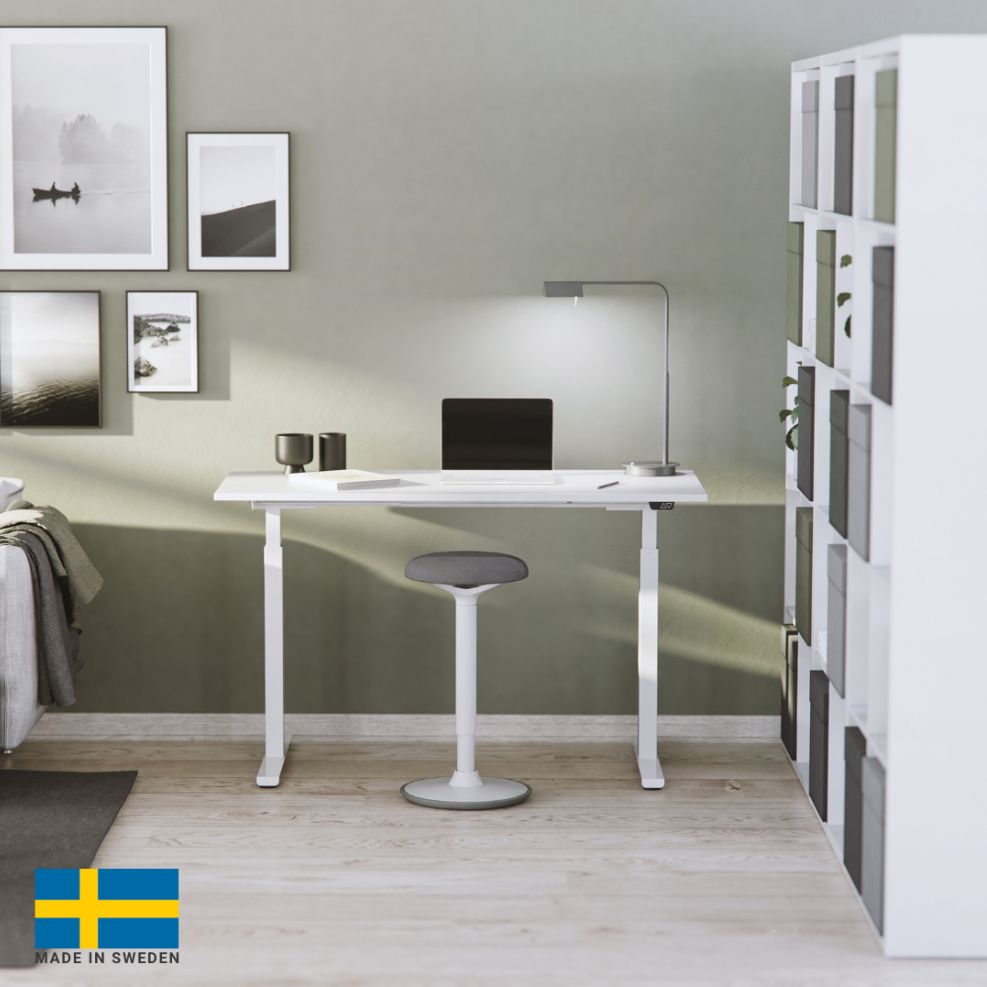 Height Adjustable Desk East Stratford | size: Length: 70cm, Width: 140cm, Height: 117.5cm | color: White / Gray | image: 4 | variant: 1004723