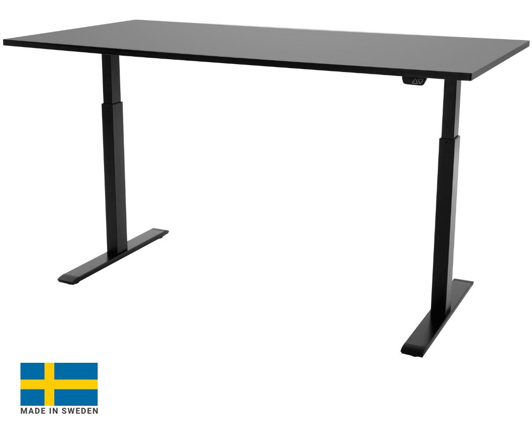 Height Adjustable Desk East Stratford | size: Length: 70cm, Width: 160cm, Height: 117.5cm | color: Black / Black | image: 0 | variant: 1004730