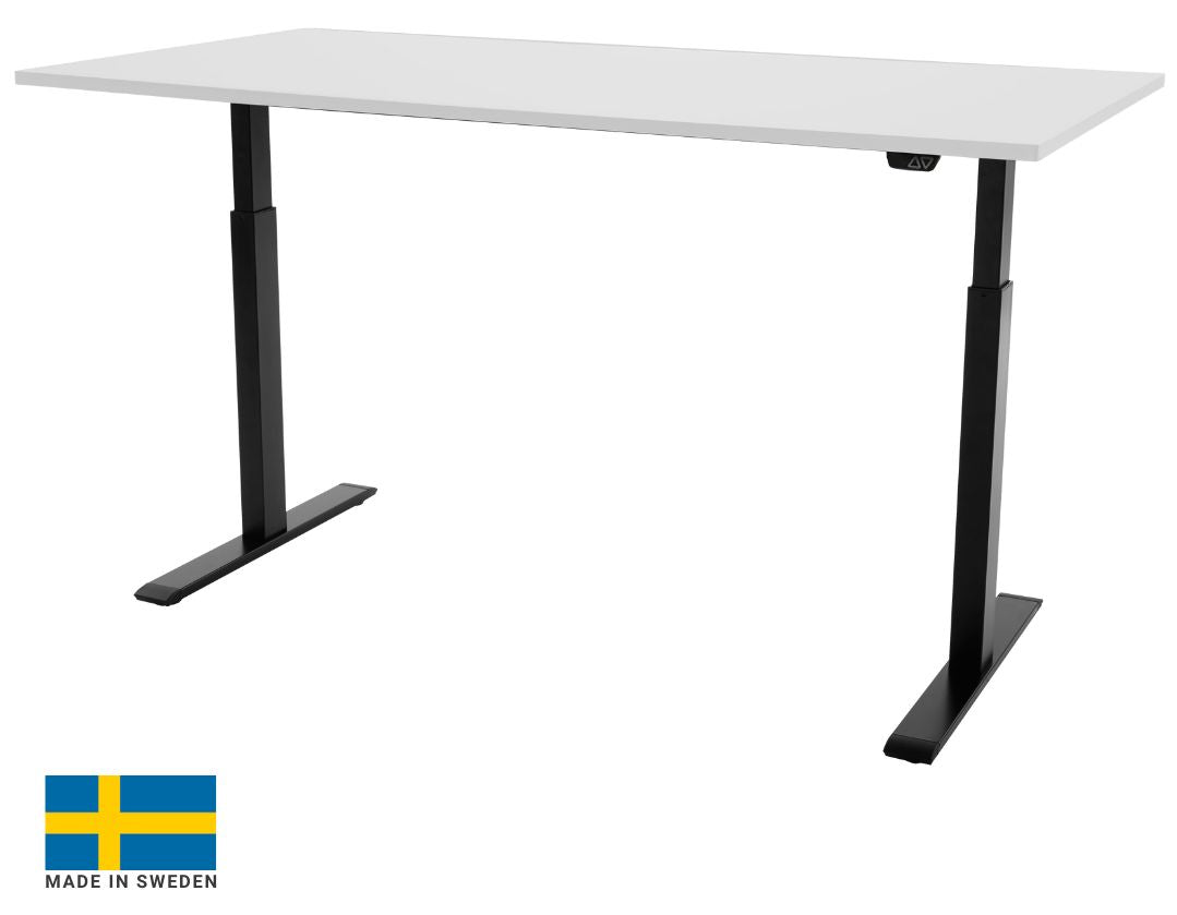 Height Adjustable Desk East Stratford | size: Length: 70cm, Width: 160cm, Height: 117.5cm | color: White / Black | image: 0 | variant: 1004729