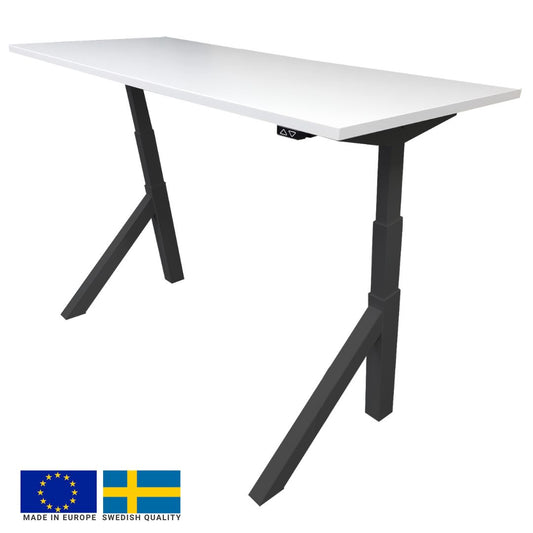 Height Adjustable Desk East Windsor | size: Length: 70cm, Width: 160cm, Height: 114.6cm | color: White / Black | image: 0 | variant: 1004693