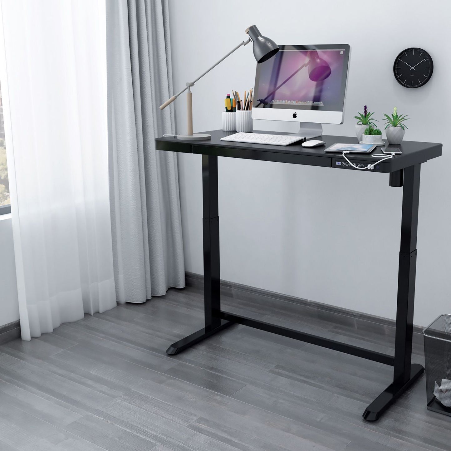 Height Adjustable Desk Ergo 5 | size: Length: 60cm, Width: 120cm, Height: 121cm | color: Black / Black | image: 4 | variant: 1012122