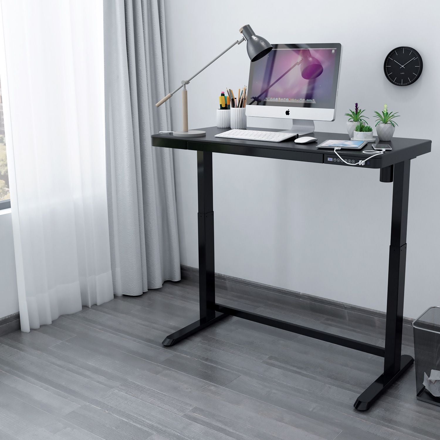 Height Adjustable Desk Ergo 5 | size: Length: 60cm, Width: 120cm, Height: 121cm | color: Black / Black | image: 4 | variant: 1012122