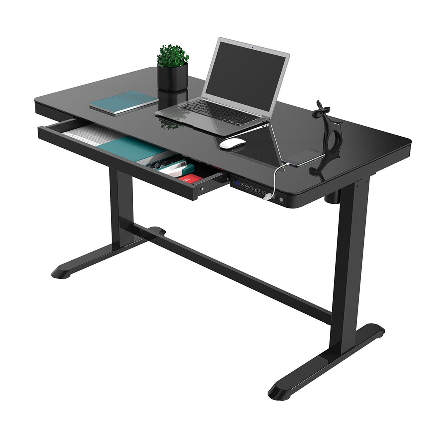 Height Adjustable Desk Ergo 5 | size: Length: 60cm, Width: 120cm, Height: 121cm | color: Black / Black | image: 6 | variant: 1012122