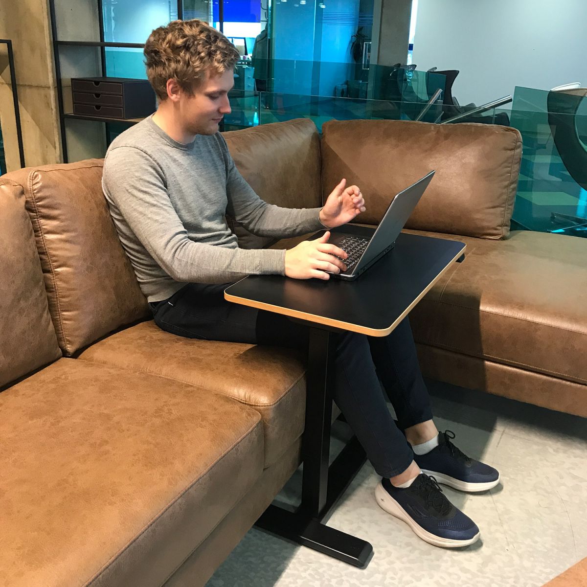 Height Adjustable Desk Ergo 8 | size: Length: 40cm, Width: 70cm, Height: 103cm | color: Black / Black | image: 5 | variant: 1012424