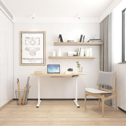 Height Adjustable Desk Ergo | size: Length: 60cm, Width: 120cm, Height: 121cm | color: Oak / White | image: 8 | variant: 1006246