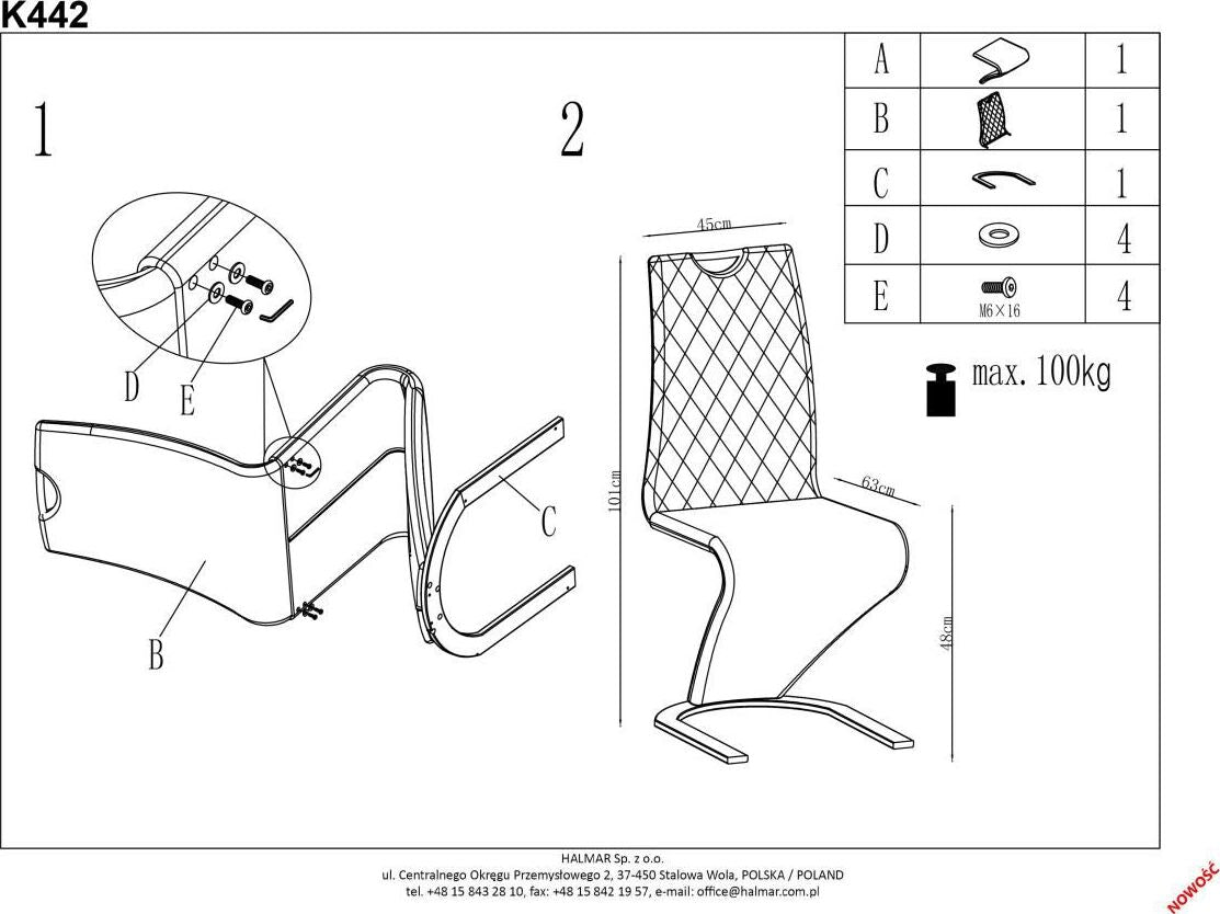 Kitchen Chair Ashgabat | size: Width: 46cm, Height: 102cm, Depth: 61cm | color: Gray | image: 7 | variant: 1002381