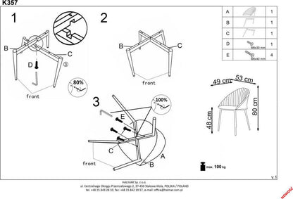 Kitchen Chair Belgrade | size: Width: 53cm, Height: 80cm, Depth: 50cm | color: Gray | image: 7 | variant: 1002257