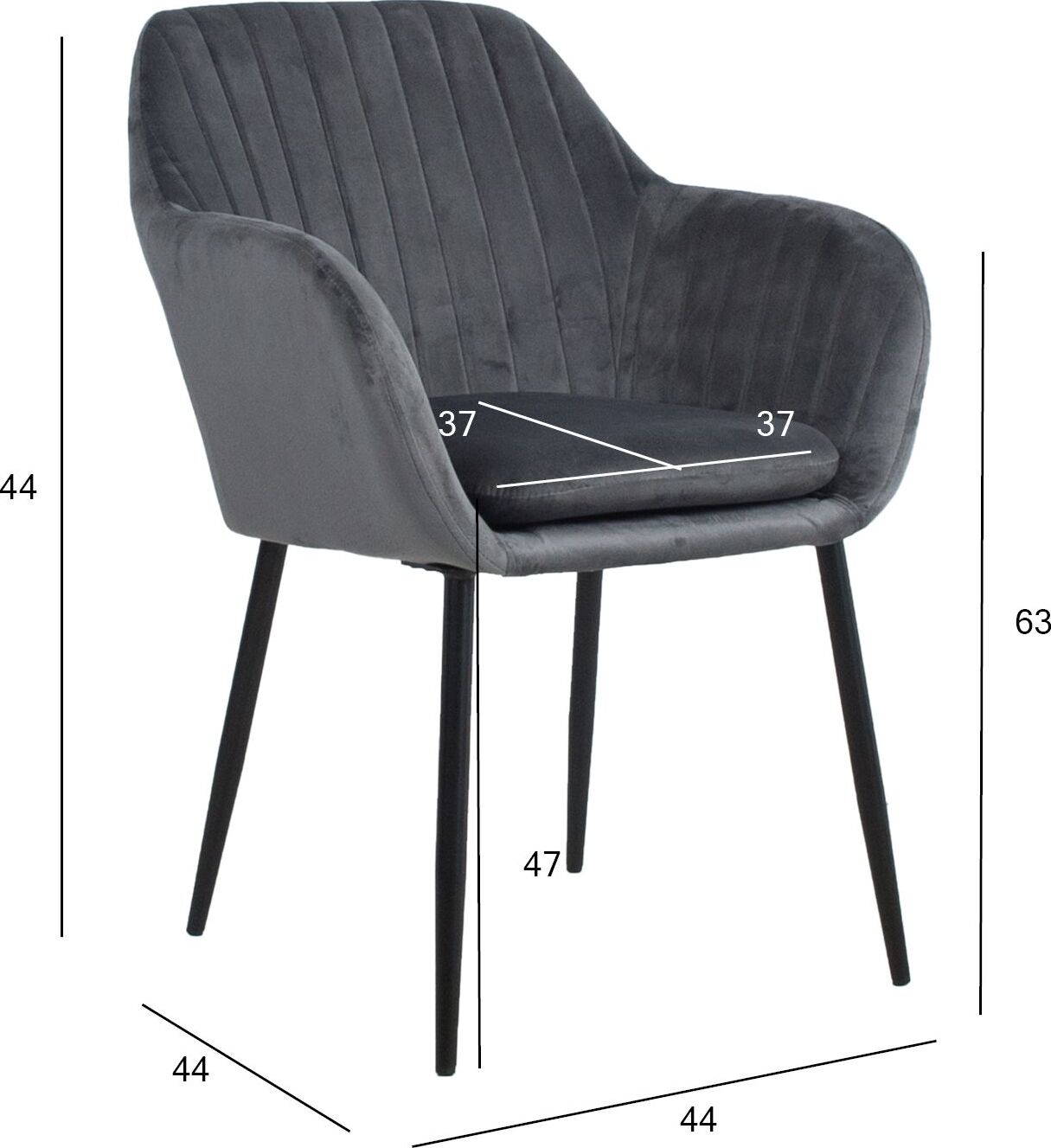 Kitchen Chair Bexleyheath | size: Width: 60.5cm, Height: 82cm, Depth: 57.5cm | color: Gray | image: 6 | variant: 1000845