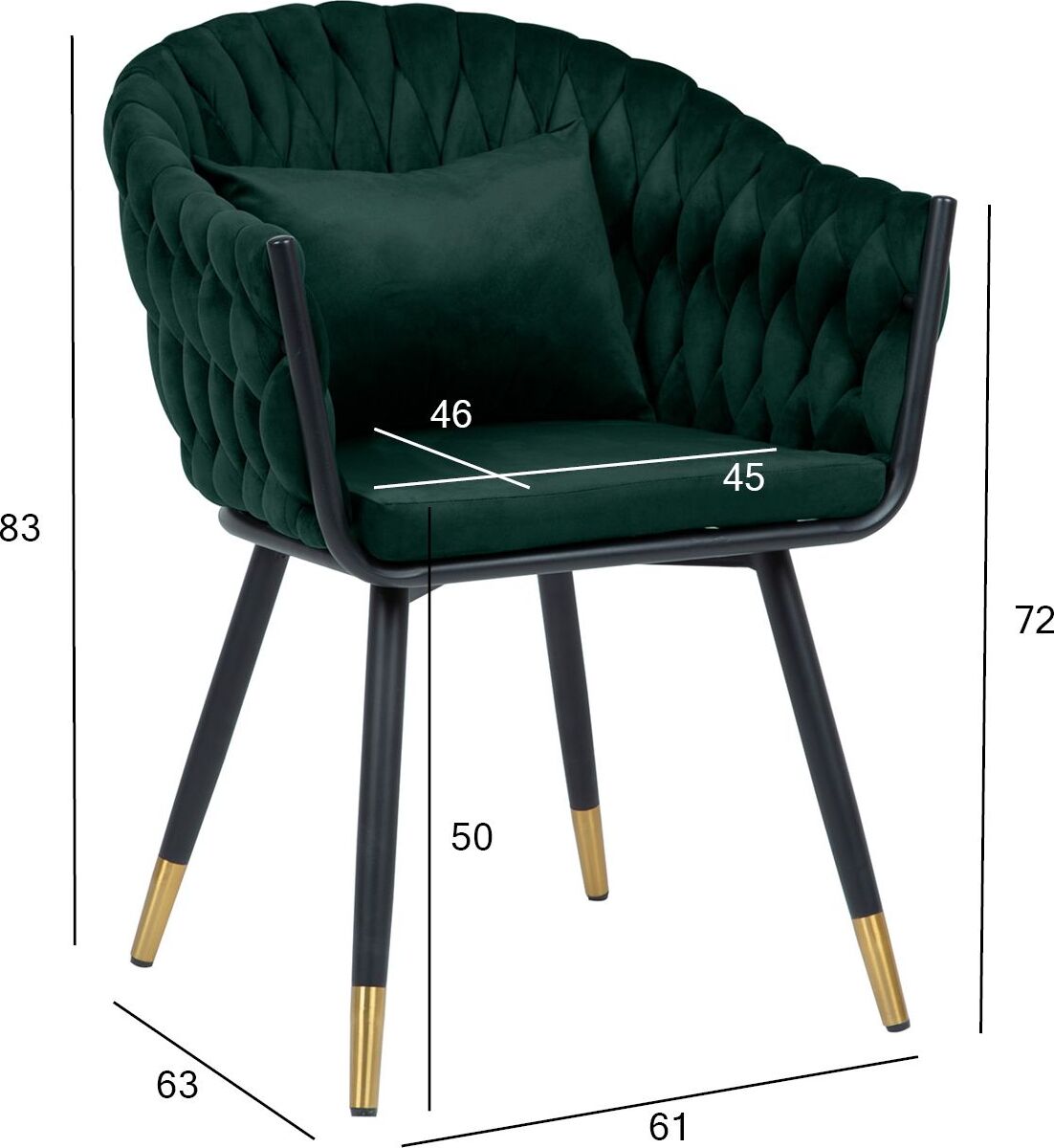 Kitchen Chair Brackley | size: Width: 61cm, Height: 81cm, Depth: 63cm | color: Green | image: 5 | variant: 1000858