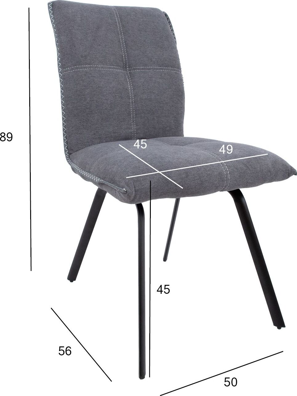 Kitchen Chair Bromley | size: Width: 50cm, Height: 89cm, Depth: 56cm | color: Gray | image: 7 | variant: 1000817