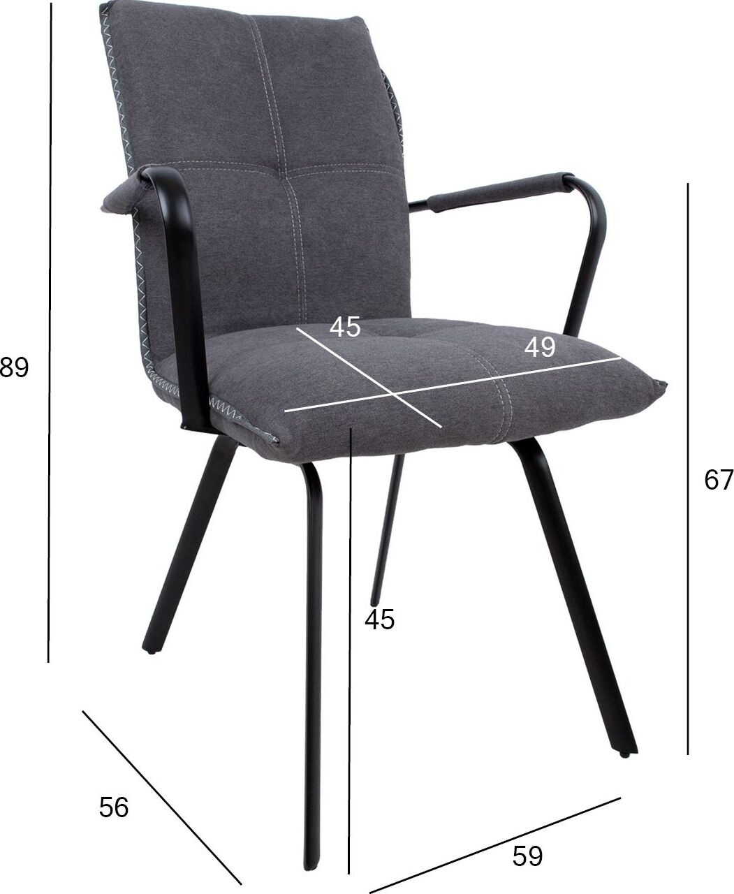 Kitchen Chair Bromley | size: Width: 59cm, Height: 89cm, Depth: 56cm | color: Gray | image: 7 | variant: 1000820