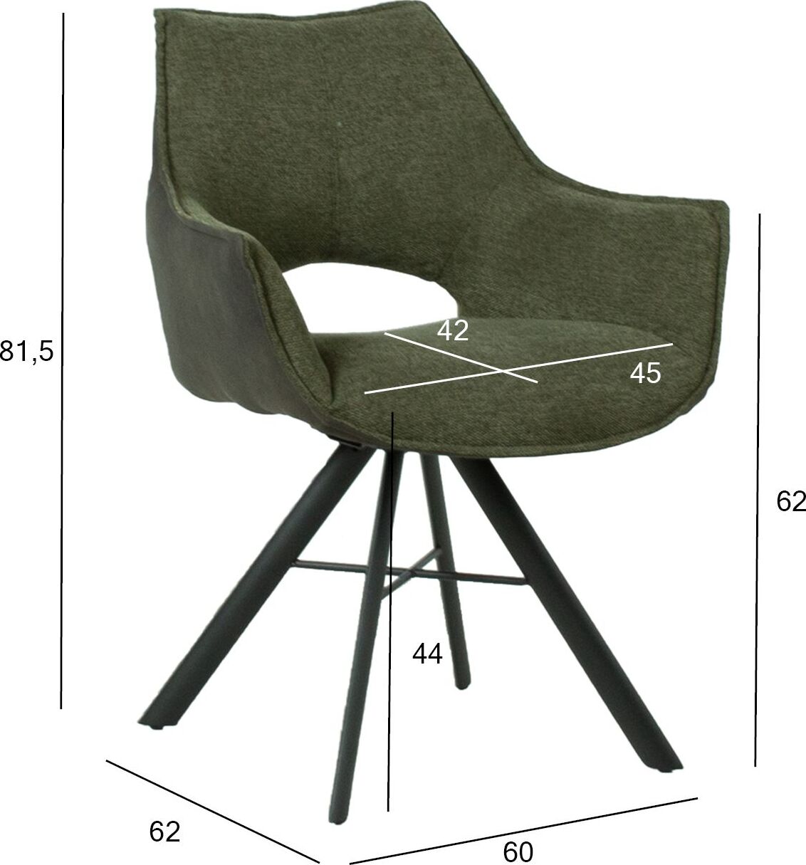 Kitchen Chair Bromley | size: Width: 60cm, Height: 81.5cm, Depth: 62cm | color: Green | image: 3 | variant: 1000823