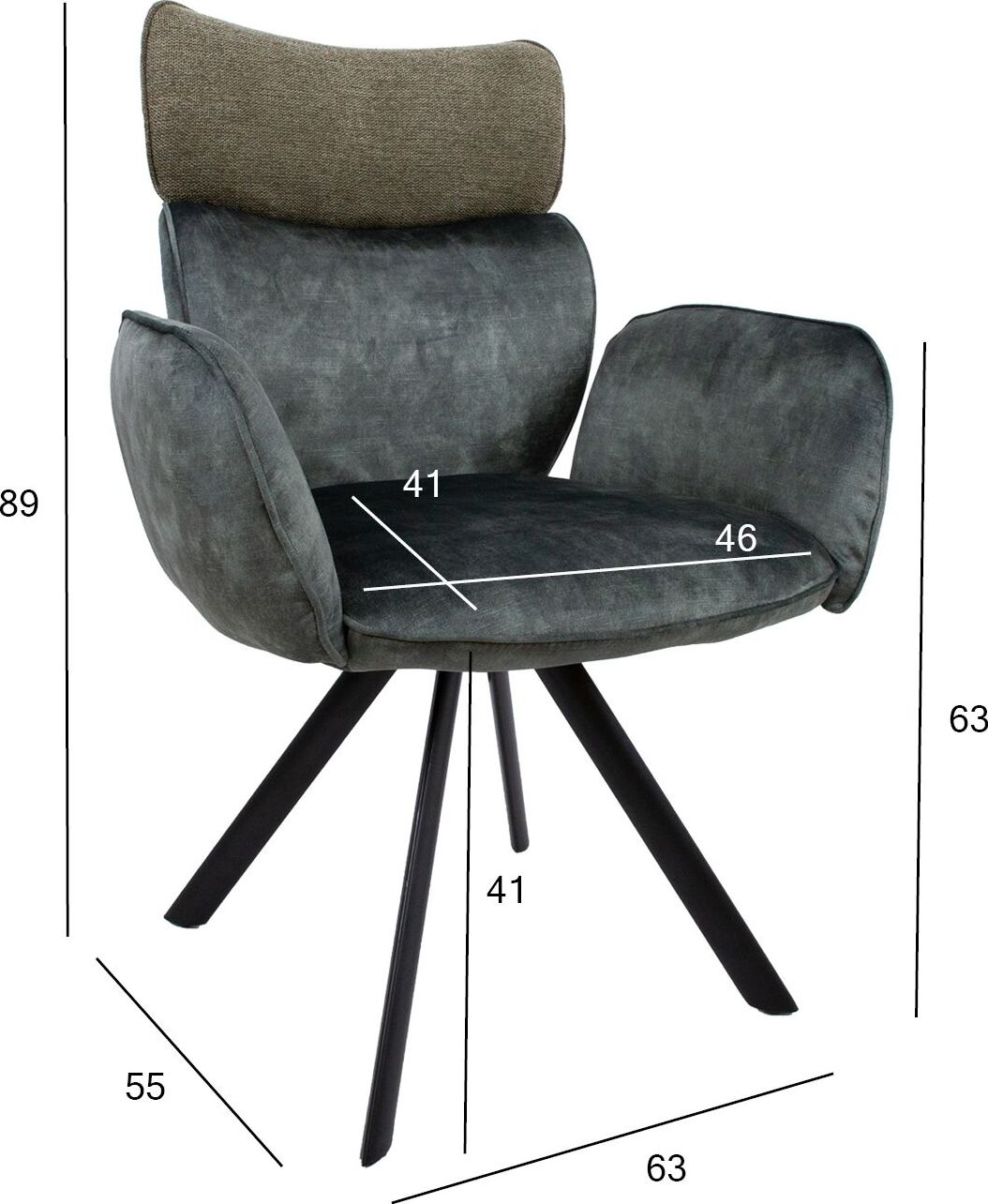 Kitchen Chair Bromley | size: Width: 63cm, Height: 89cm, Depth: 55cm | color: Green | image: 7 | variant: 1000814
