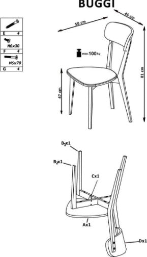 Kitchen Chair Buggi | size: Width: 45cm, Height: 84cm, Depth: 50cm | color: White | image: 9 | variant: 1011449