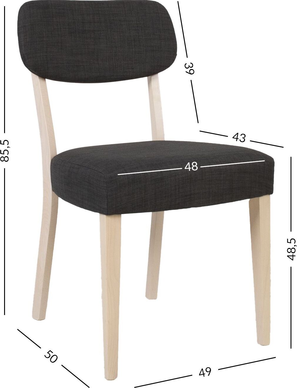 Kitchen Chair Caterham | size: Width: 49cm, Height: 85.5cm, Depth: 58cm | color: Black | image: 5 | variant: 1000753
