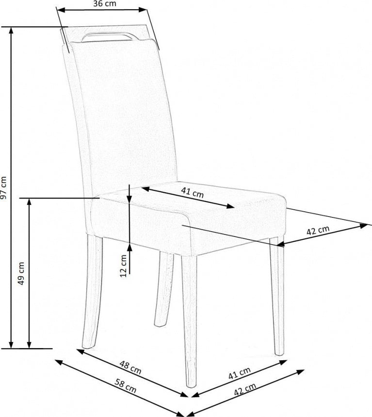 Kitchen Chair Clarion | size: Width: 42cm, Height: 97cm, Depth: 58cm | color: Black/Grey | image: 2 | variant: 1003000