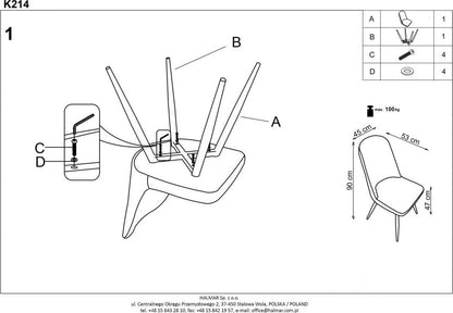 Kitchen Chair Daugavpils | size: Width: 45cm, Height: 90cm, Depth: 53cm | color: Beige | image: 5 | variant: 1002181