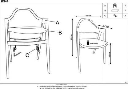 Kitchen Chair East Blackburn | size: Width: 53cm, Height: 80cm, Depth: 51cm | color: Gray | image: 3 | variant: 1006958