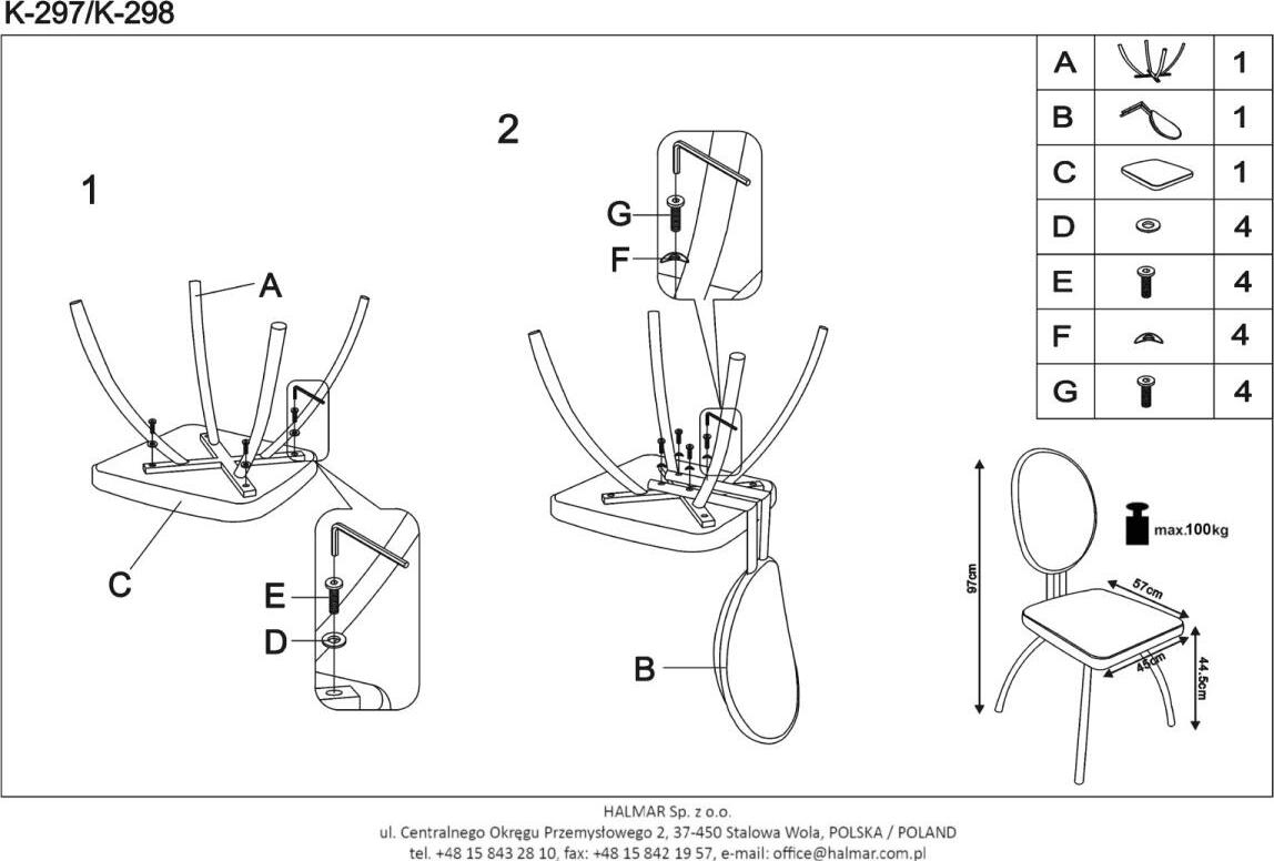 Kitchen Chair East Redditch | size: Width: 45cm, Height: 98cm, Depth: 56cm | color: White | image: 8 | variant: 1006985