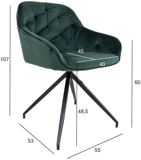 Kitchen Chair Eastbourne | size: Width: 53cm, Height: 107cm, Depth: 55cm | color: Green | image: 4 | variant: 1000945