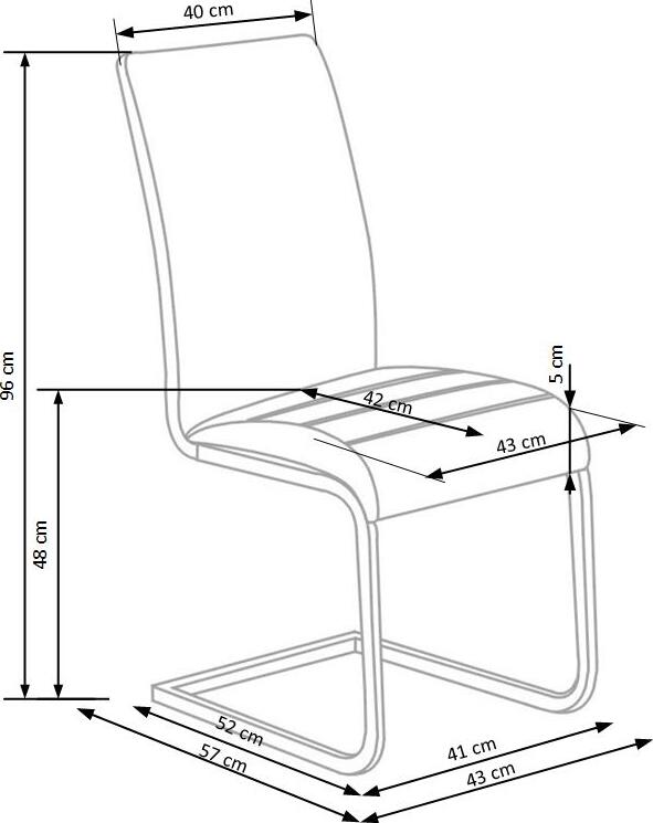 Kitchen Chair K108 | size: Width: 44cm, Height: 96cm, Depth: 48cm | color: White | image: 3 | variant: 1011468