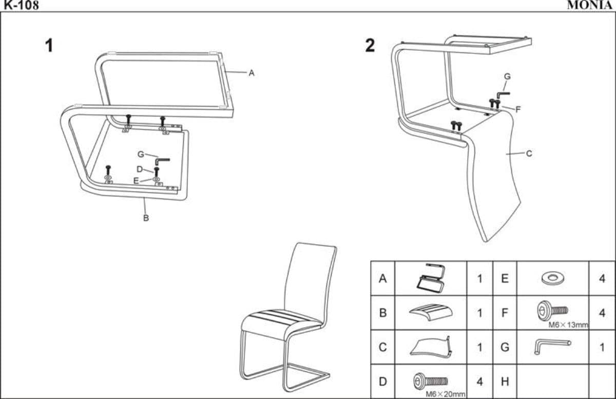 Kitchen Chair K108 | size: Width: 44cm, Height: 96cm, Depth: 48cm | color: White | image: 4 | variant: 1011468