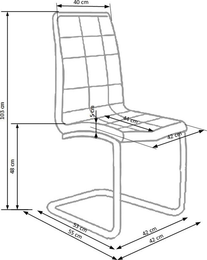 Kitchen Chair K147 | size: Width: 42cm, Height: 101cm, Depth: 55cm | color: White | image: 8 | variant: 1003051