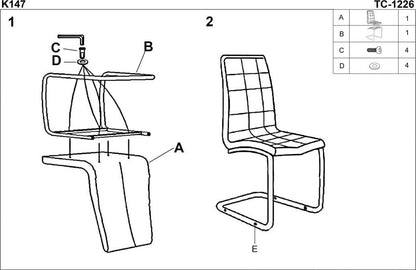 Kitchen Chair K147 | size: Width: 42cm, Height: 101cm, Depth: 55cm | color: White | image: 9 | variant: 1003051