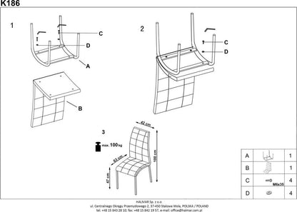 Kitchen Chair K186 | size: Width: 42cm, Height: 100cm, Depth: 63cm | color: Beige | image: 8 | variant: 1003054