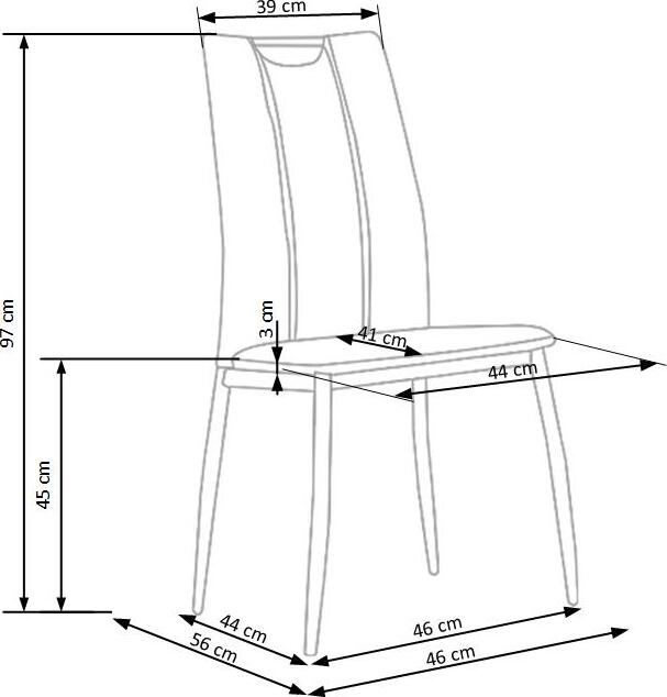 Kitchen Chair K186 | size: Width: 42cm, Height: 100cm, Depth: 63cm | color: Gray | image: 3 | variant: 1003056