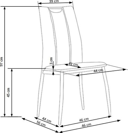 Kitchen Chair K186 | size: Width: 42cm, Height: 100cm, Depth: 63cm | color: Gray | image: 3 | variant: 1003056