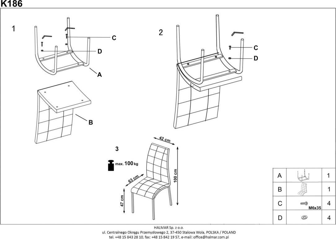 Kitchen Chair K186 | size: Width: 42cm, Height: 100cm, Depth: 63cm | color: Gray | image: 4 | variant: 1003056
