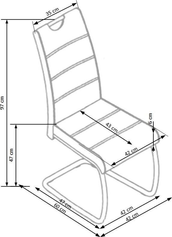 Kitchen Chair K211 | size: Width: 42cm, Height: 97cm, Depth: 60cm | color: White | image: 3 | variant: 1003078