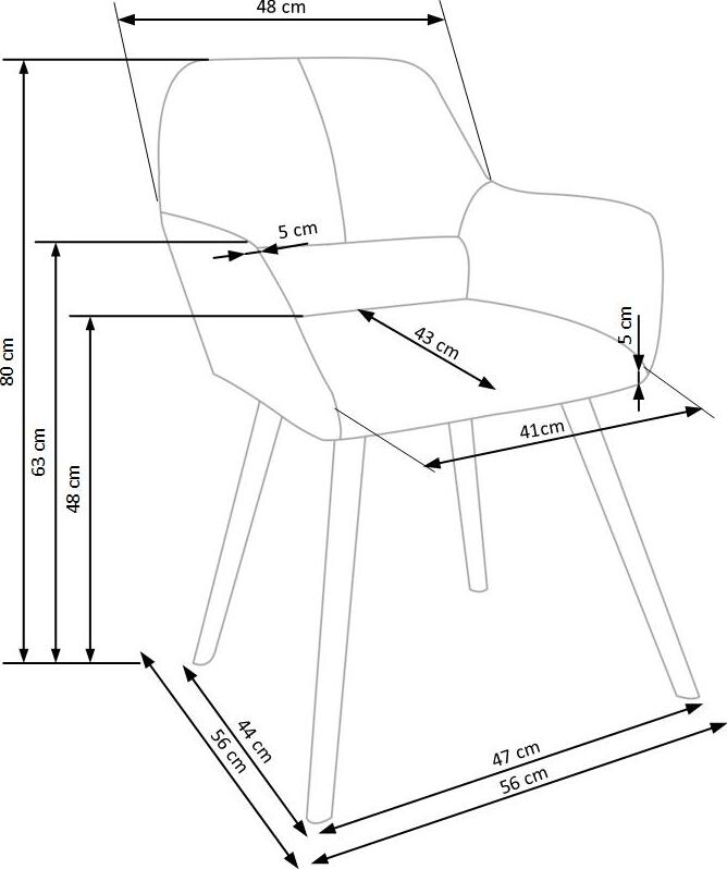 Kitchen Chair K283 | size: Width: 56cm, Height: 80cm, Depth: 56cm | color: Gray | image: 5 | variant: 1003101
