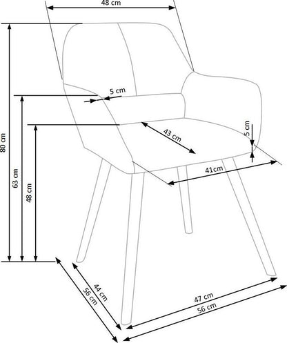 Kitchen Chair K283 | size: Width: 56cm, Height: 80cm, Depth: 56cm | color: Gray | image: 5 | variant: 1003101