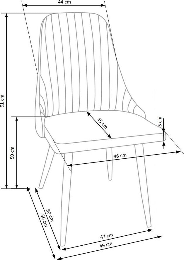 Kitchen Chair K285 | size: Width: 56cm, Height: 85cm, Depth: 49cm | color: Gray | image: 6 | variant: 1003108