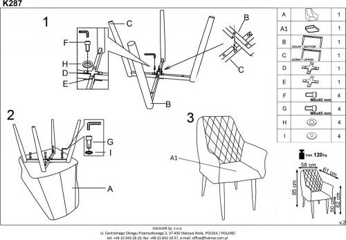 Kitchen Chair K287 | size: Width: 58cm, Height: 85cm, Depth: 61cm | color: Gray | image: 8 | variant: 1003111