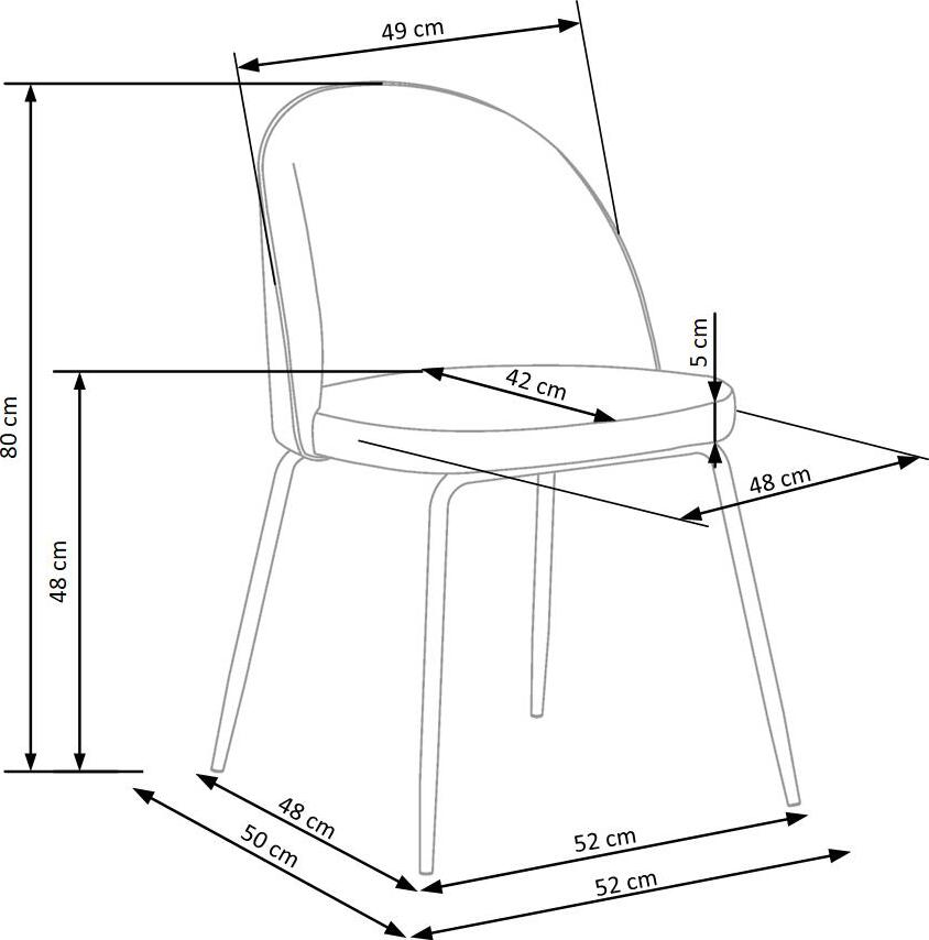 Kitchen Chair K314 | size: Width: 49cm, Height: 80cm, Depth: 50cm | color: Blue | image: 7 | variant: 1003135