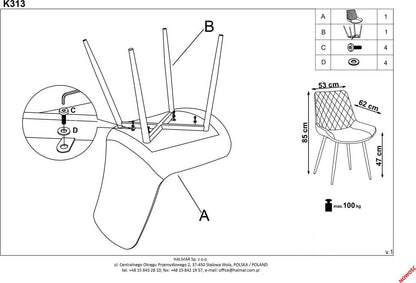 Kitchen Chair K314 | size: Width: 49cm, Height: 80cm, Depth: 50cm | color: Green | image: 8 | variant: 1003136