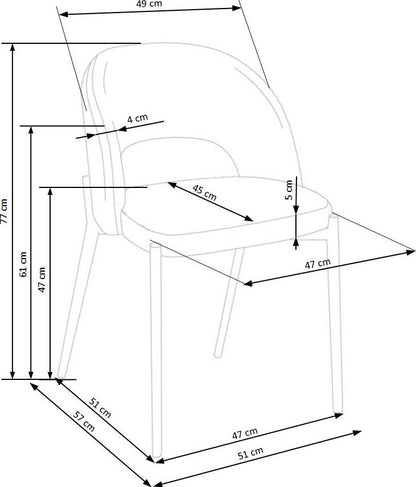 Kitchen Chair K373 | size: Width: 51cm, Height: 77cm, Depth: 57cm | color: Gray | image: 8 | variant: 1003179