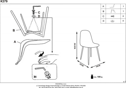 Kitchen Chair K379 | size: Width: 45cm, Height: 88cm, Depth: 48cm | color: Gray | image: 8 | variant: 1003187