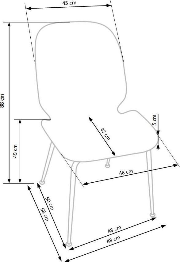 Kitchen Chair K381 | size: Width: 48cm, Height: 88cm, Depth: 58cm | color: Gray | image: 7 | variant: 1003190