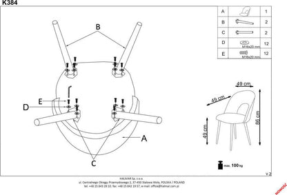 Kitchen Chair K384 | size: Width: 54cm, Height: 84cm, Depth: 57cm | color: Green | image: 9 | variant: 1003194