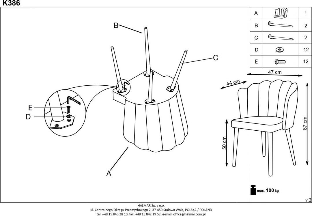 Kitchen Chair K386 | size: Width: 60cm, Height: 84cm, Depth: 58cm | color: Pink | image: 9 | variant: 1003202
